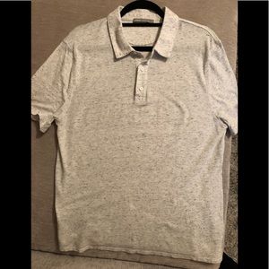 Vince Heathered Polo - Light Grey - Size Large